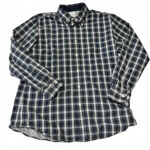 Brooks Brothers Men's Large Button Up Long‎ Sleeve Blue Green Plaid Lined
